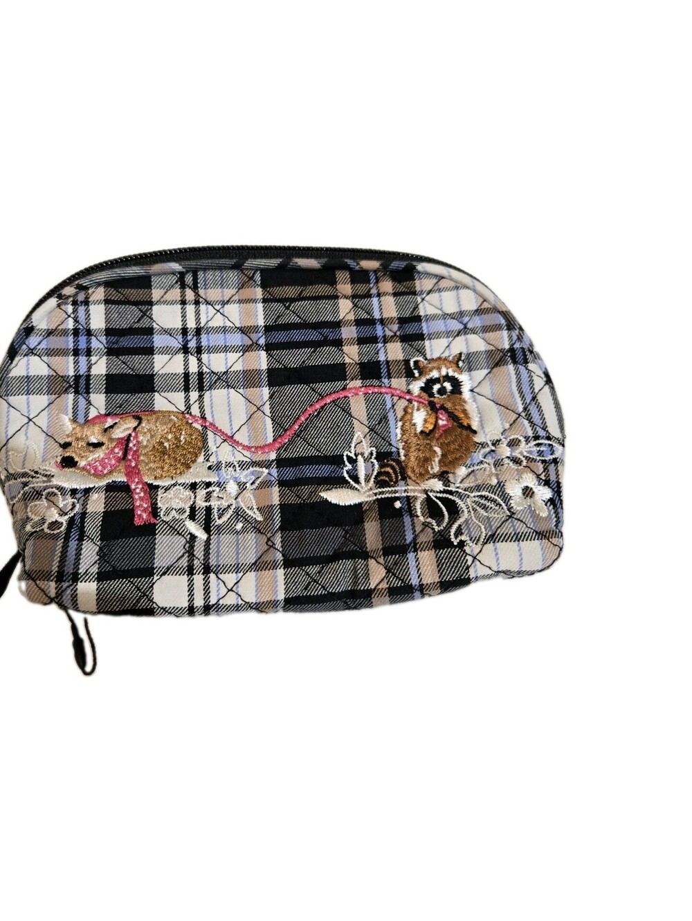 vera bradley Cosmetic Clamshell Cozy Plaid Neutral With Racoon & Reindeer